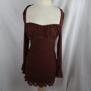 Women Brown Sparkly Dress Size M